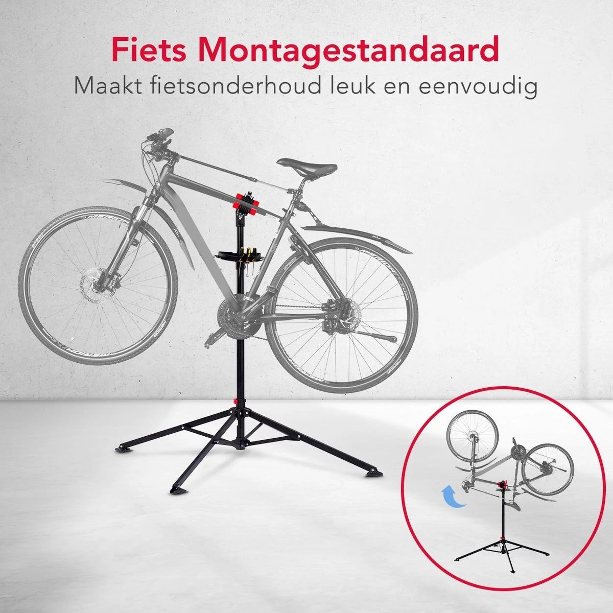 LifeGoods Fiets Montagestandaard - Fietsreparatie Racefiets / MTB - Incl. Stuurhouder - Zwart/Rood 8 LifeGoods Fiets Montagestandaard - Fietsreparatie Racefiets / MTB - Incl. Stuurhouder - Zwart/Rood - Afbeelding 6