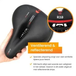 R2B® Fietszadel Voor Dames En Heren - Inclusief Waterdichte Zadelhoes - Zwart - Reflectie En Ventilatie - Gel Zadel / Gelzadel -Fietsenwinkel 1200x1200 836