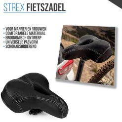 Strex Fietszadel - Unisex - Extra Comfortabel - Ventilerend - Incl. Zadelhoes -Fietsenwinkel 1200x1200 860
