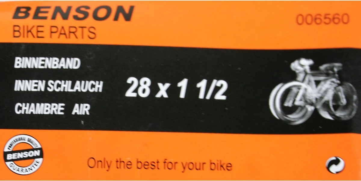 Benson Binnenband Rubber 28 X 1 1/2 - 40 - 635 - Dunlop Ventiel 32 Mm 5 Benson Binnenband Rubber 28 X 1 1/2 - 40 - 635 - Dunlop Ventiel 32 Mm - Afbeelding 3