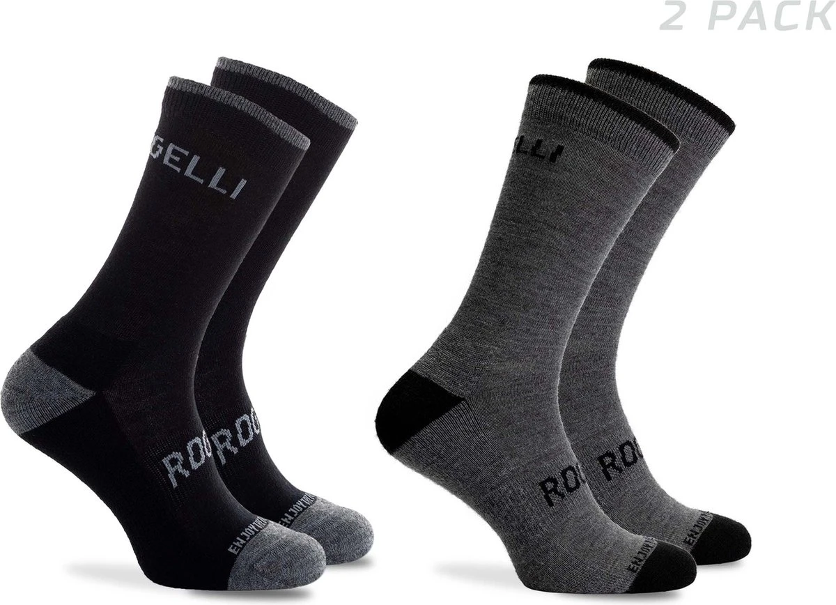 Rogelli Wintersok Merino Wool 2-pack - Grijs & Zwart - Maat 44-47 4 Rogelli Wintersok Merino Wool 2-pack - Grijs & Zwart - Maat 44-47 - Afbeelding 2