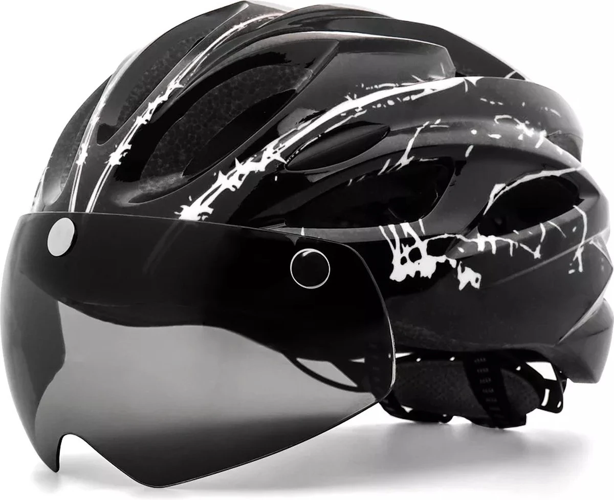 Zacro Fietshelm - Met Bril En Waarschuwingslampje - Nacht Veiligheidshelmen Fietshelm - Voor Volwassenen, MTB, Stadsfietsen - Wit En Zwart 3 Zacro Fietshelm - Met Bril En Waarschuwingslampje - Nacht Veiligheidshelmen Fietshelm - Voor Volwassenen, MTB, Stadsfietsen - Wit En Zwart