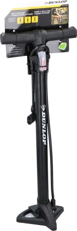 Dunlop Fietspomp - Presta/ Dunlop/ Schrader - Met 2 Adaptoren - Staande Pomp - 62,5 Cm Hoog -Fietsenwinkel 401x1200