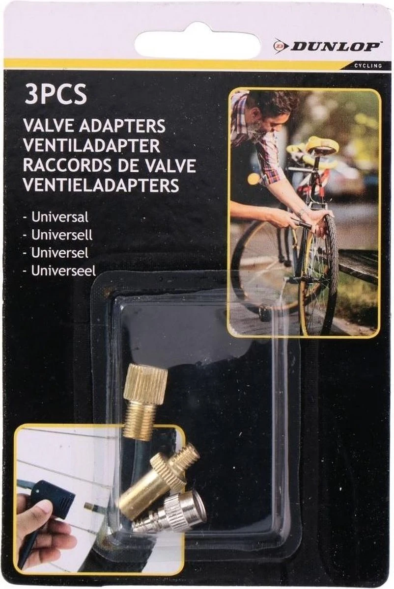 Dunlop Fietsventiel - Set 3 Stuks - Verloopnippel - Frans Ventiel - Universeel - Ventiel Voor Fiets - Band 4 Dunlop Fietsventiel - Set 3 Stuks - Verloopnippel - Frans Ventiel - Universeel - Ventiel Voor Fiets - Band - Afbeelding 2