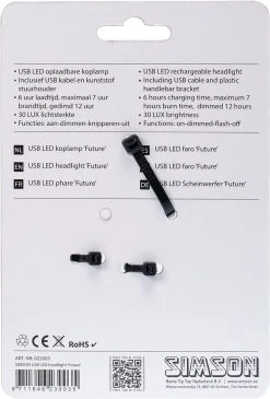 Simson Future Fietsverlichting Koplamp 30 Lux - LED - Oplaadbaar 18 Simson Future Fietsverlichting Koplamp 30 Lux - LED - Oplaadbaar -Fietsenwinkel 812x1200