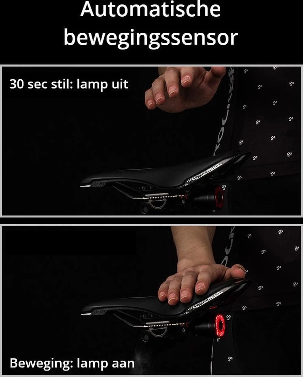 Rockbros Fietsachterlicht - Fietslamp - Fietsverlichting - Remlicht - Smart - USB - Multifunctioneel - Fietsremlicht - LED - Indicator 4 Rockbros Fietsachterlicht - Fietslamp - Fietsverlichting - Remlicht - Smart - USB - Multifunctioneel - Fietsremlicht - LED - Indicator - Afbeelding 2